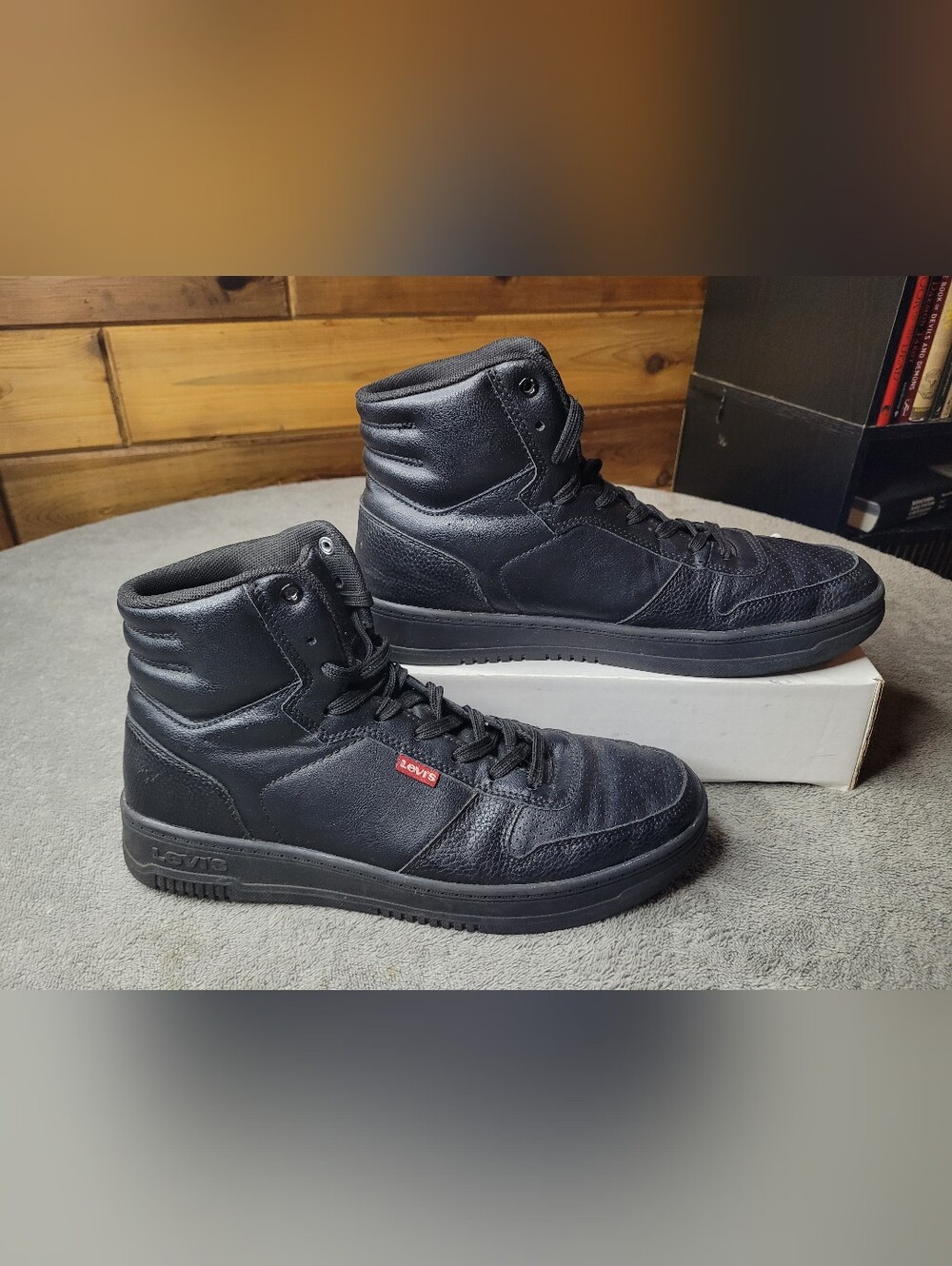 Levi's Shoes Mens 10 Black High Top Synthetic Faux Leather Sneakers